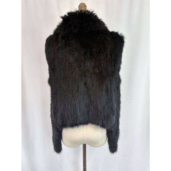 Yves Salomon Genuine Rabbit Fur Smokey  Blue Vest, Women's Sz 34 - Picture 2 of 4